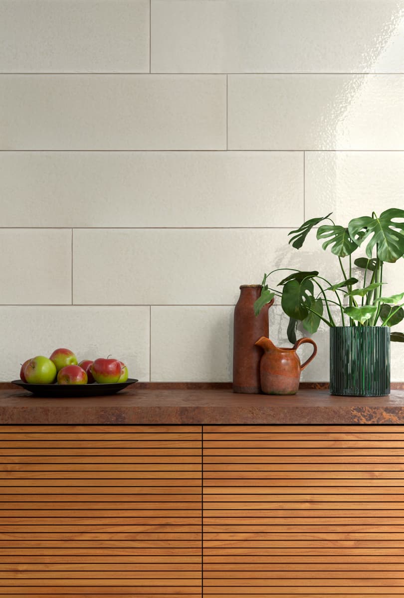 Kitchen rustic tiles in beige colour