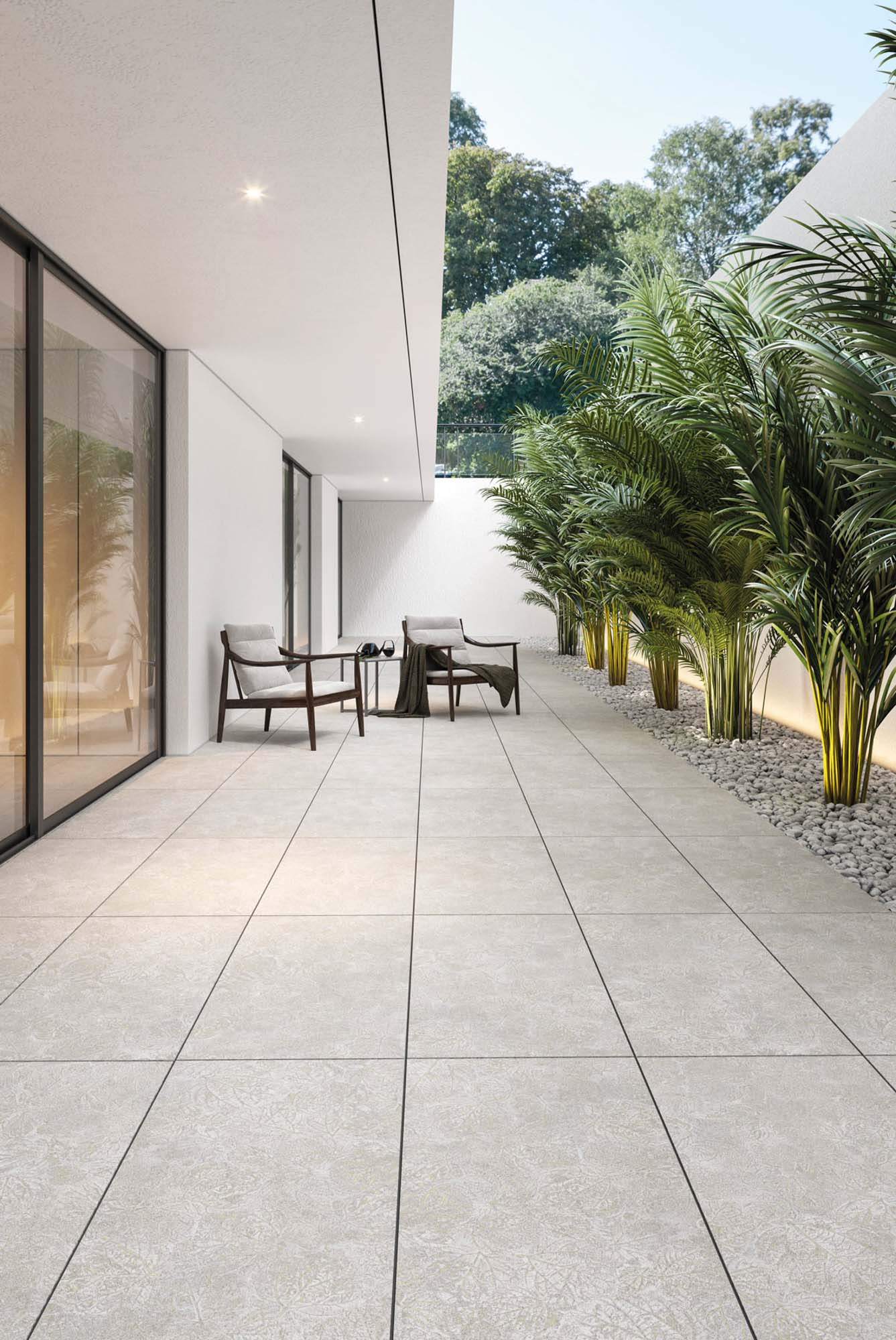 grey non-slip porcelain tile flooring on terrace