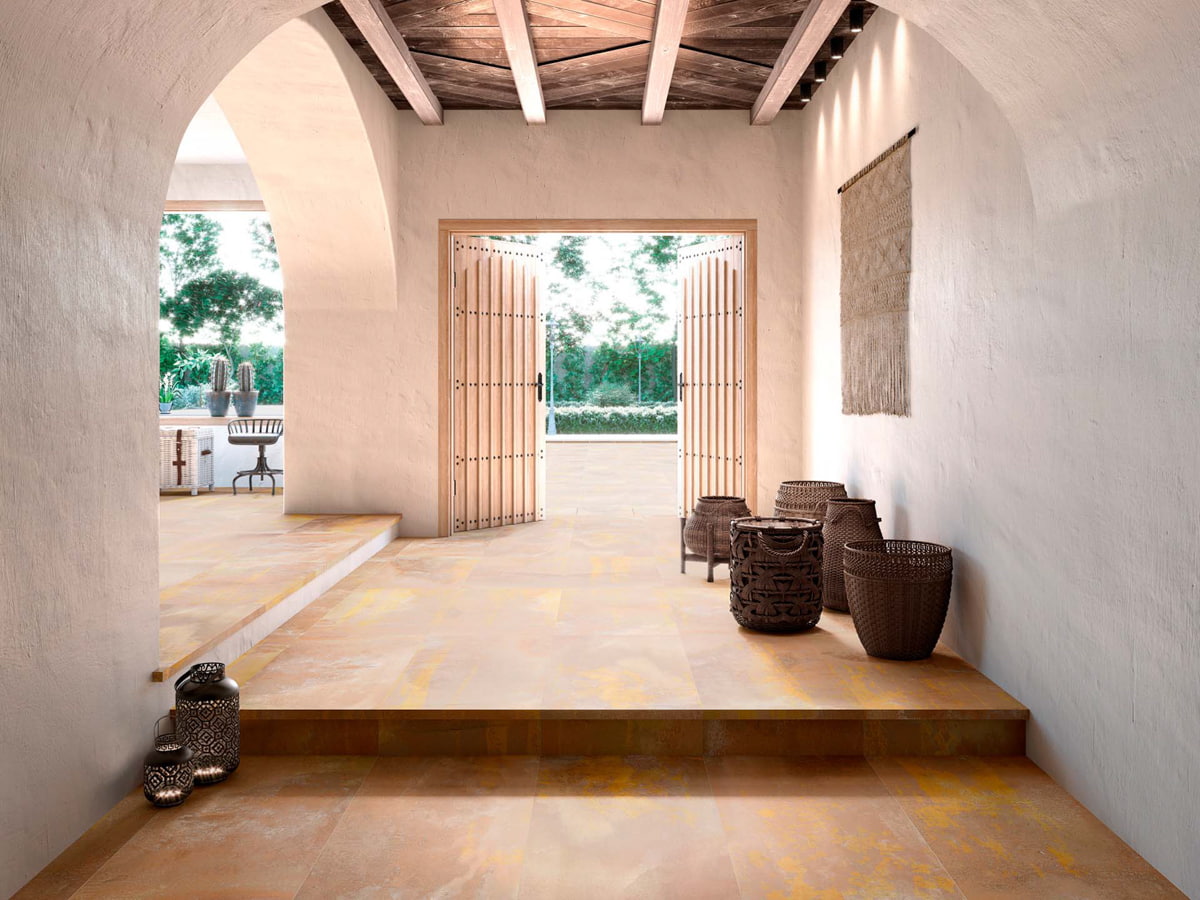 rustic and andalusian style porcelain patio floor