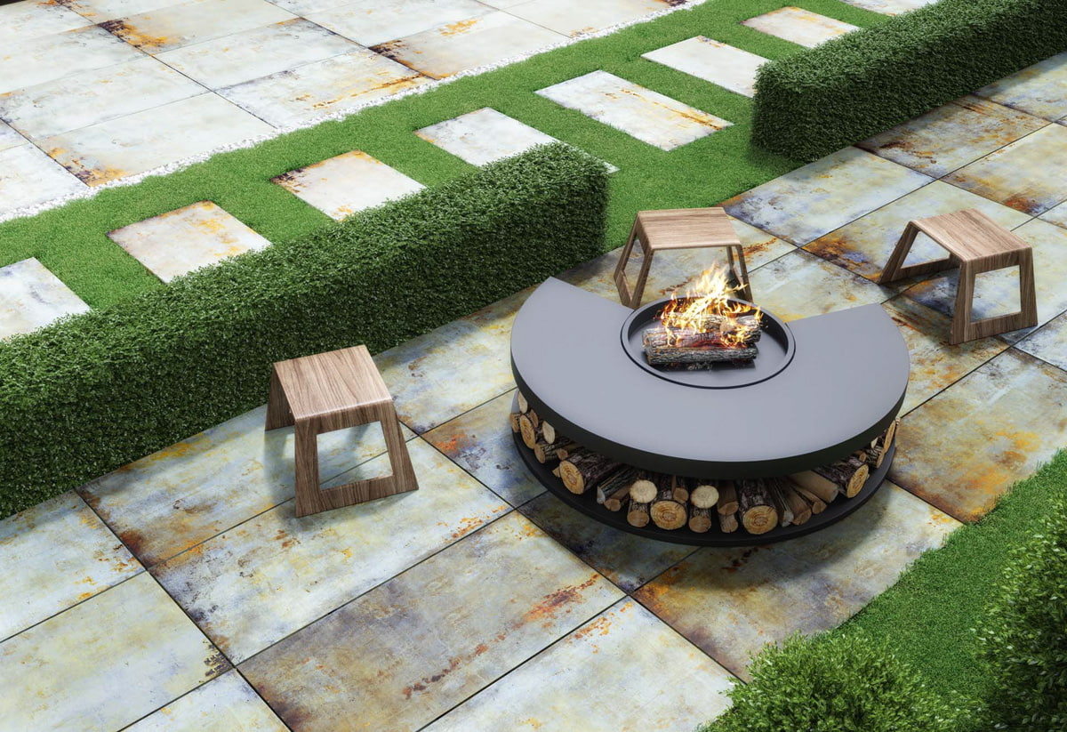 terraza con cocina barbacoa de diseño