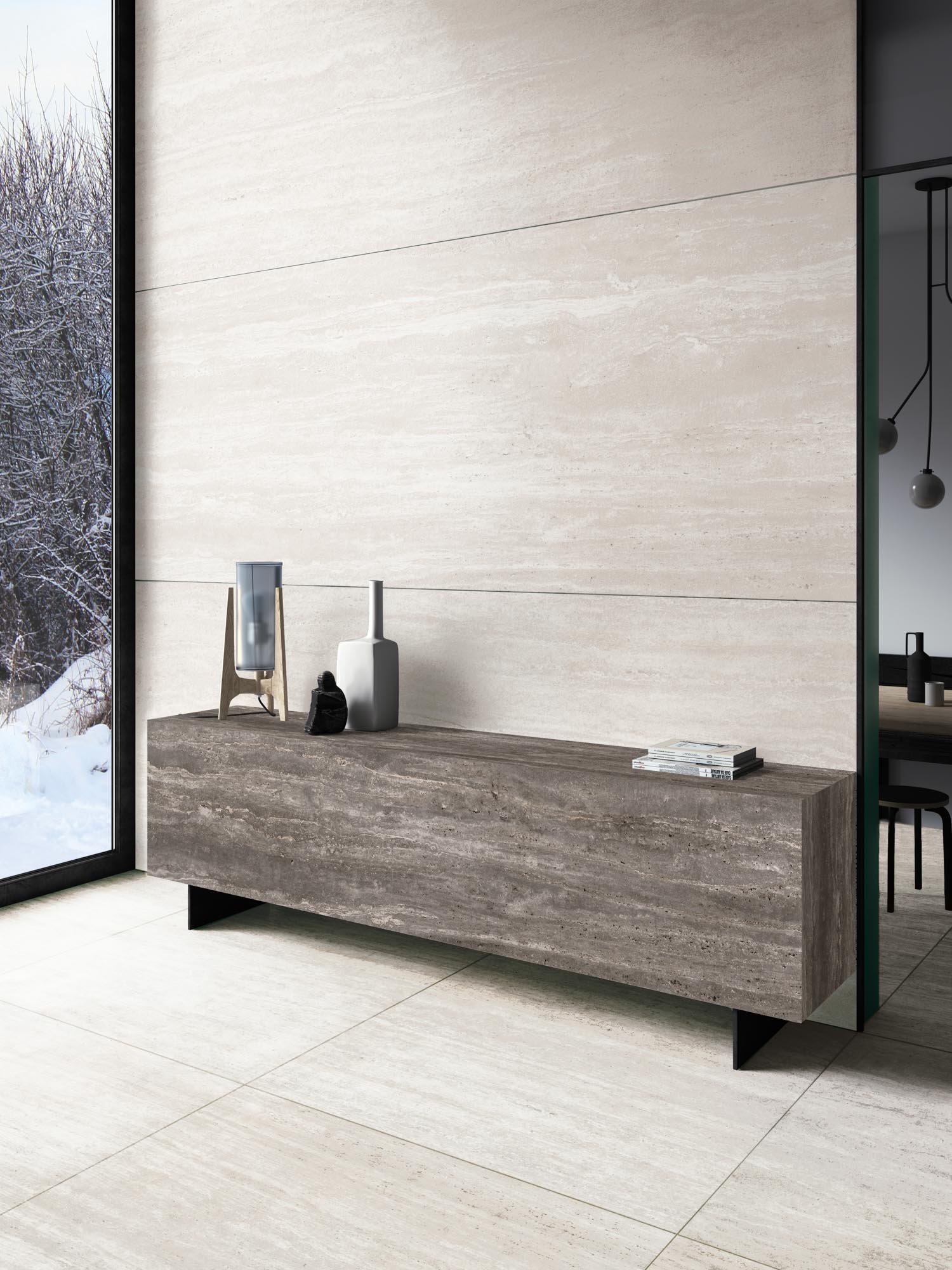 Apavisa travertine porcelain floor and wall tiles