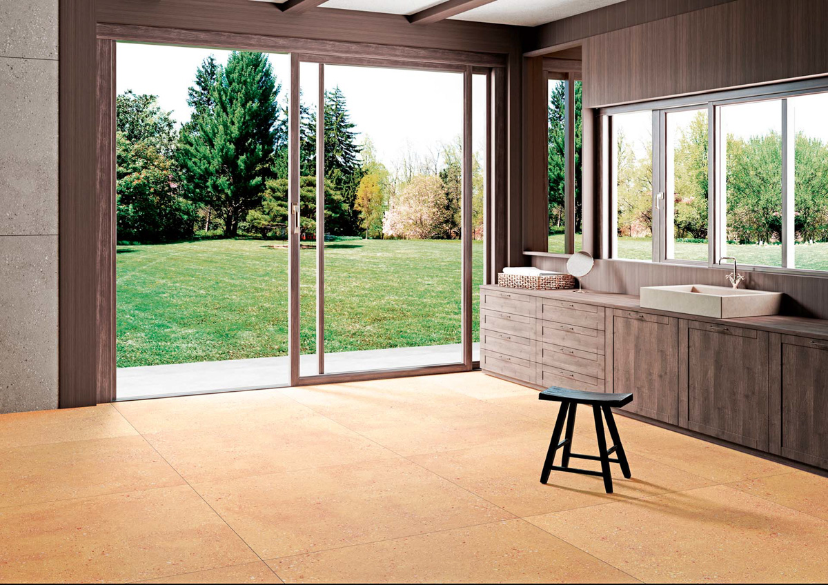 Terrazzo tiles on kitchen floor